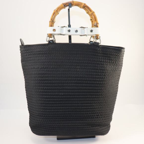 Gucci Black Woven Tote with Bamboo Handles – Chic Italian Style - Picture 2 of 11